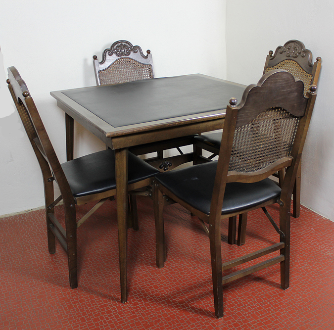 Stakmore Folding Card Table and Set of Four Chairs