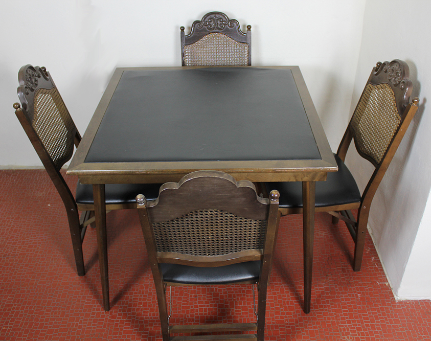 Stakmore Folding Card Table and Set of Four Chairs