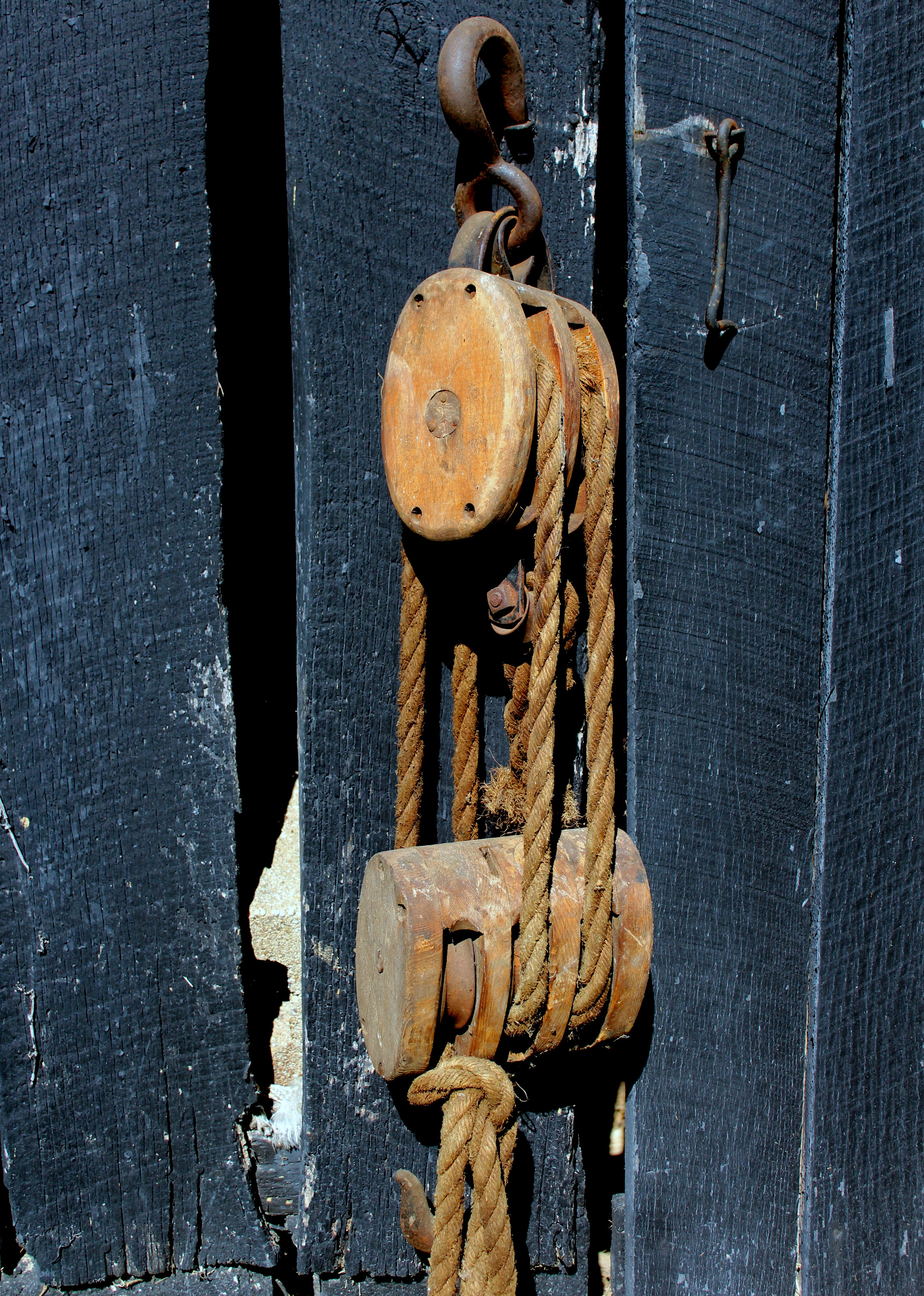 Vintage U.S. Navy Block and Tackle and Round Pulley Wheel