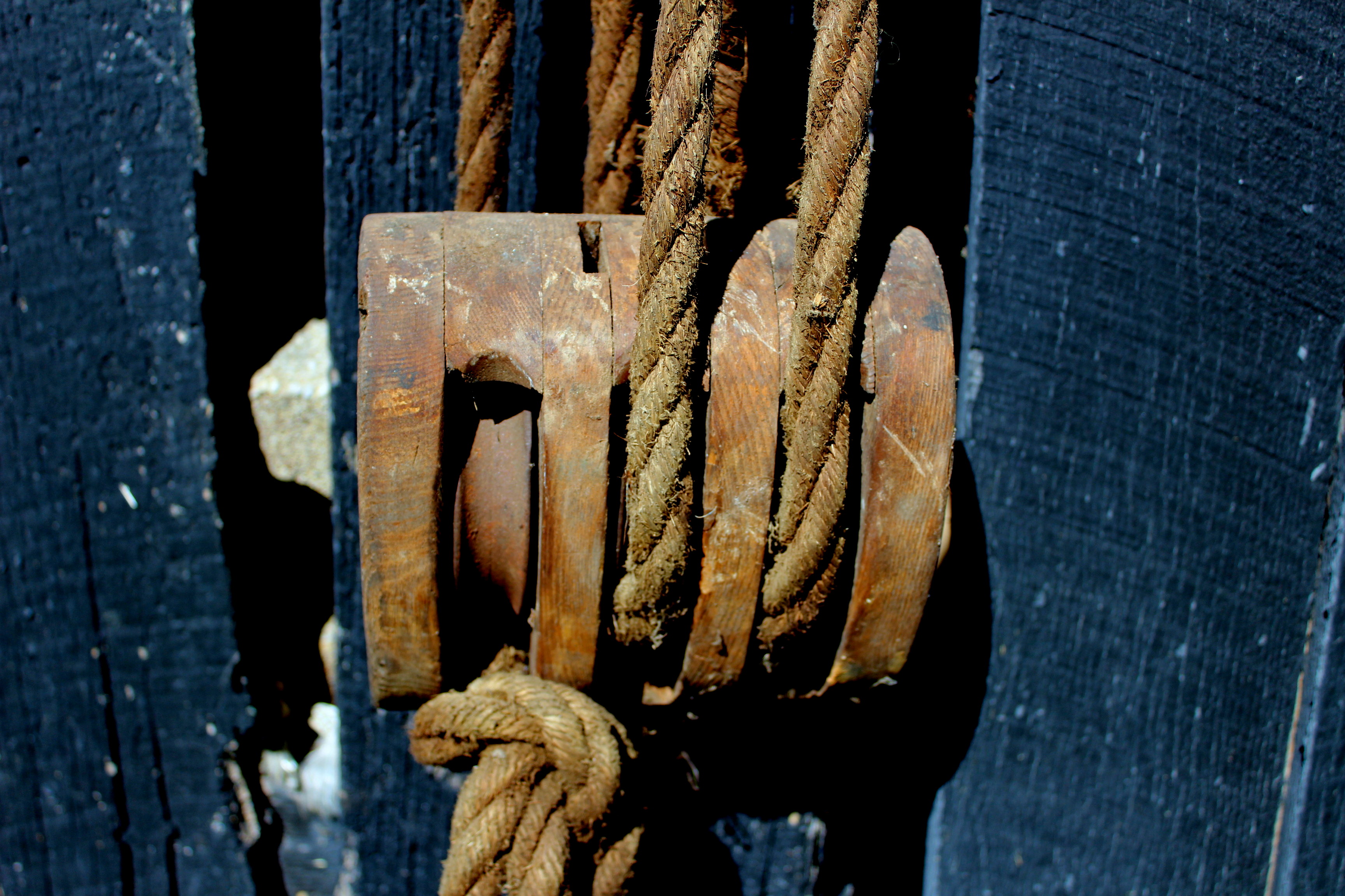 Vintage U.S. Navy Block and Tackle and Round Pulley Wheel