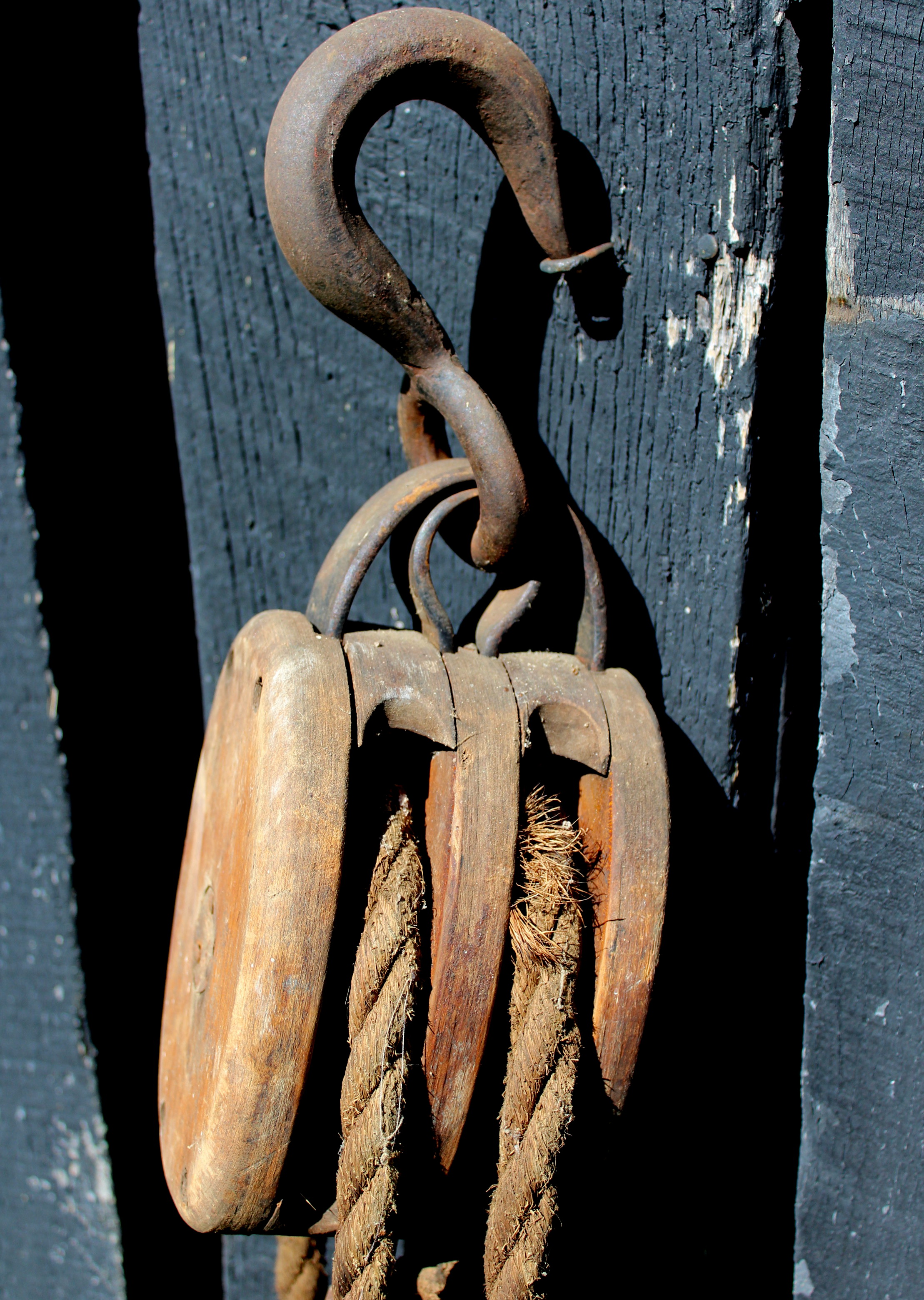 Vintage U.S. Navy Block and Tackle and Round Pulley Wheel