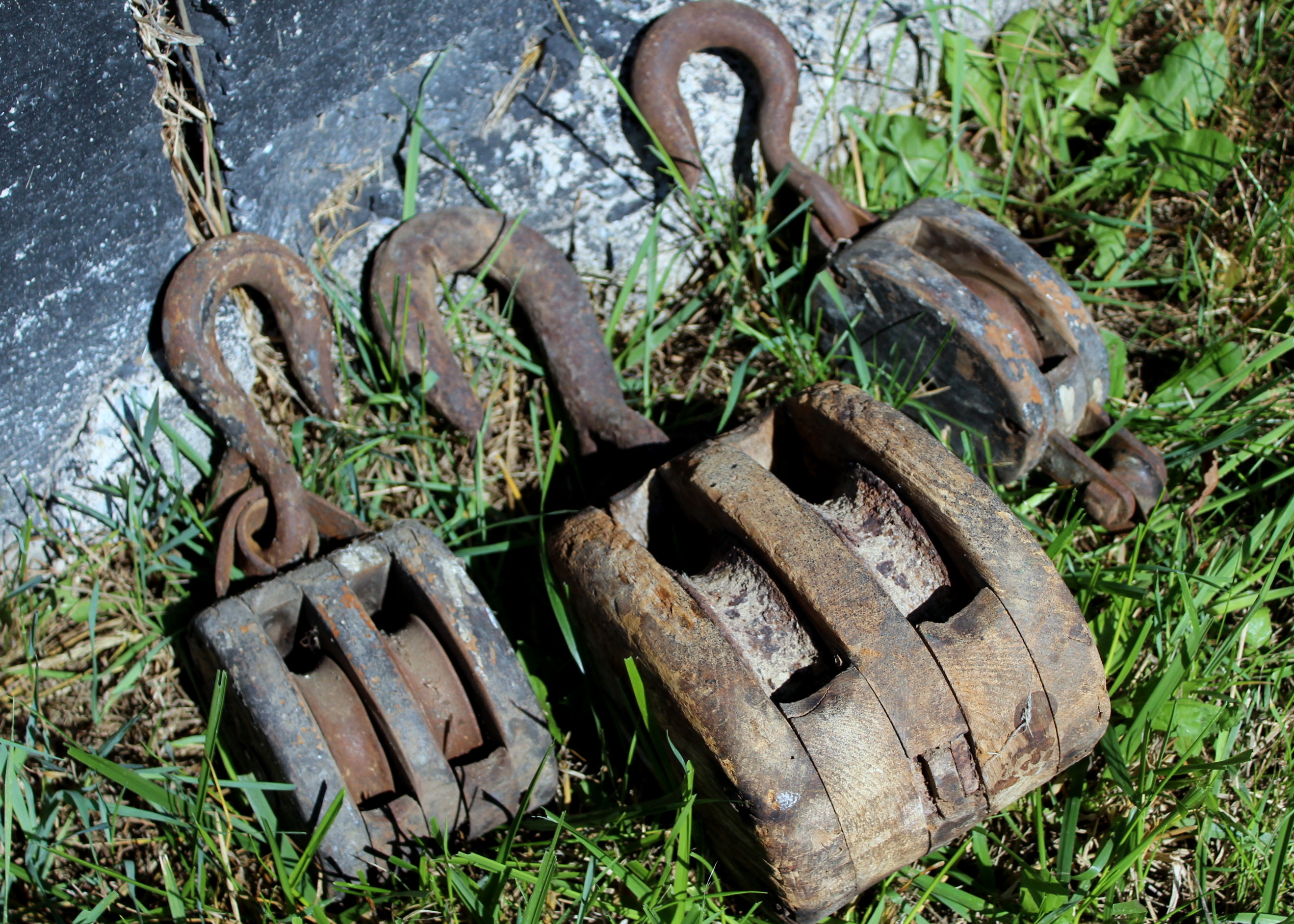 Vintage U.S. Navy Block and Tackle and Round Pulley Wheel