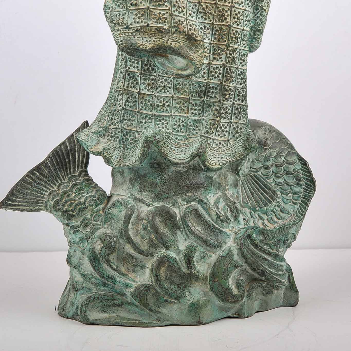 East Asian Metal Sculpture of Girl