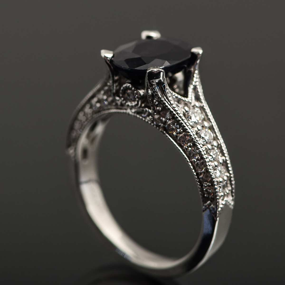 14k White Gold 1.63 Carat Sapphire Ring