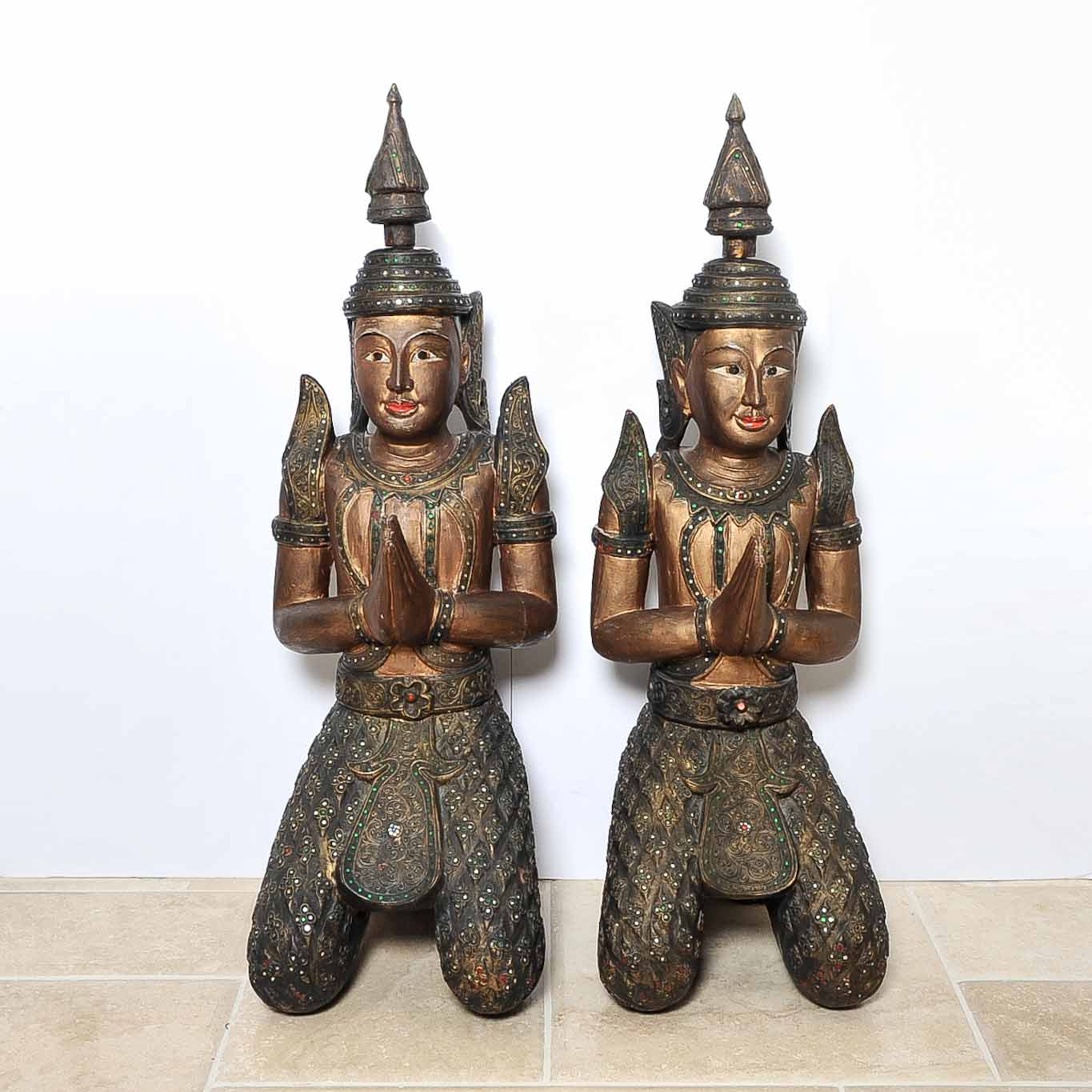 Pair of Thai Thepanom Statues