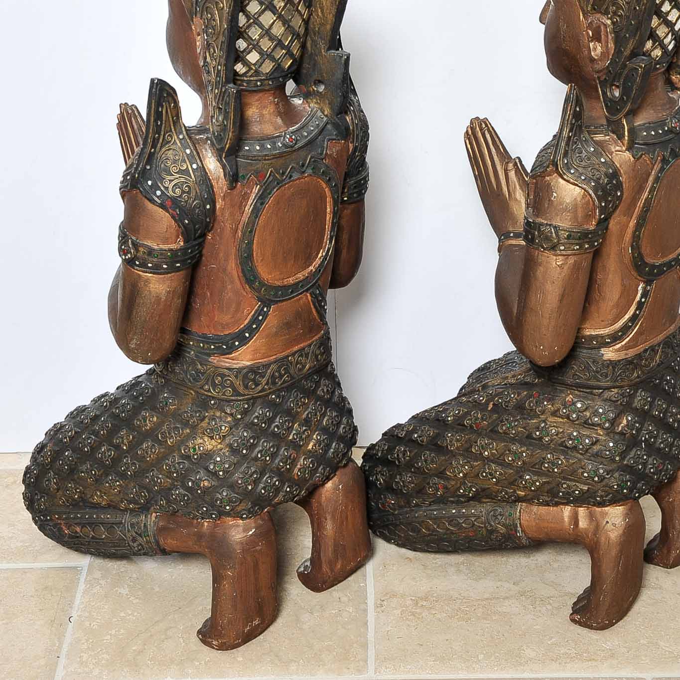 Pair of Thai Thepanom Statues