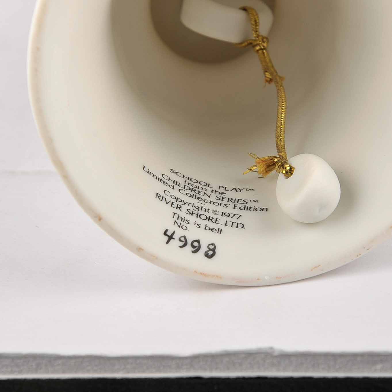 Collection of Ceramic Norman Rockwell Bells with Display Rack