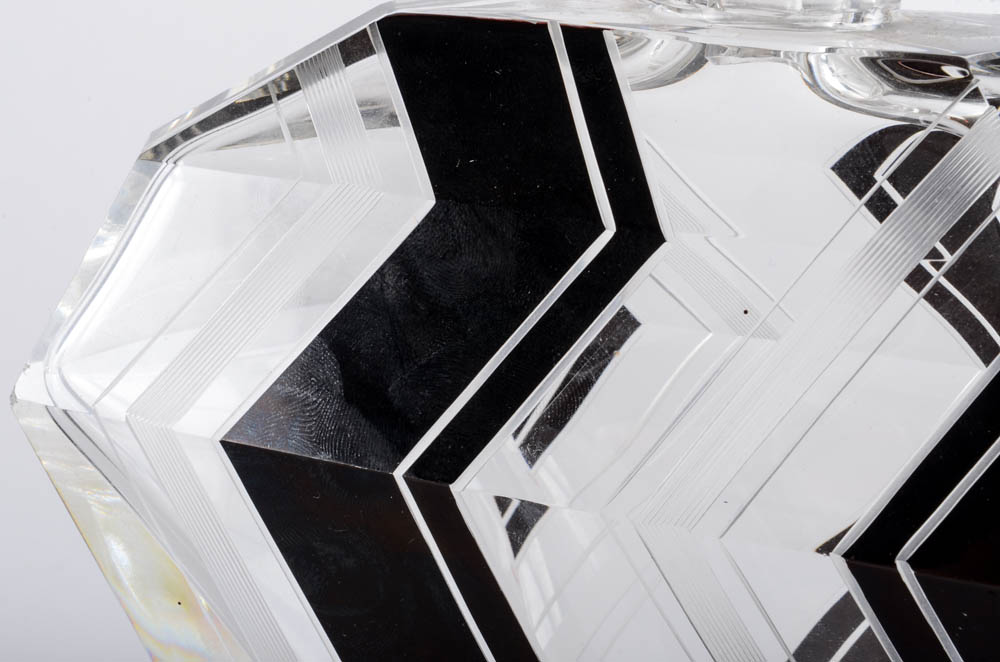 Art Deco Inspired Crystal Decanter with Etching