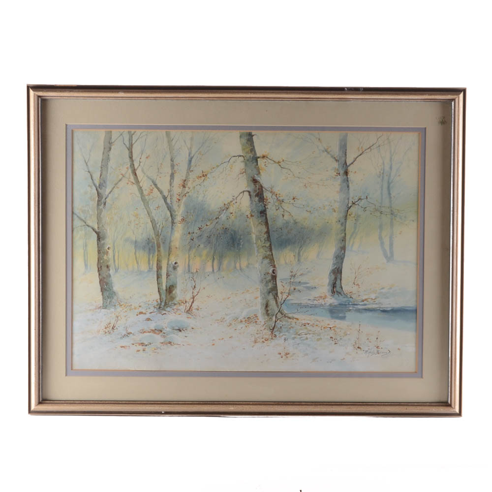 R.Hills Bemish Watercolor Lanscape Painting