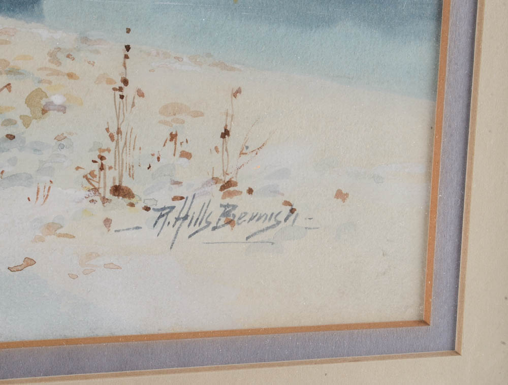 R.Hills Bemish Watercolor Lanscape Painting