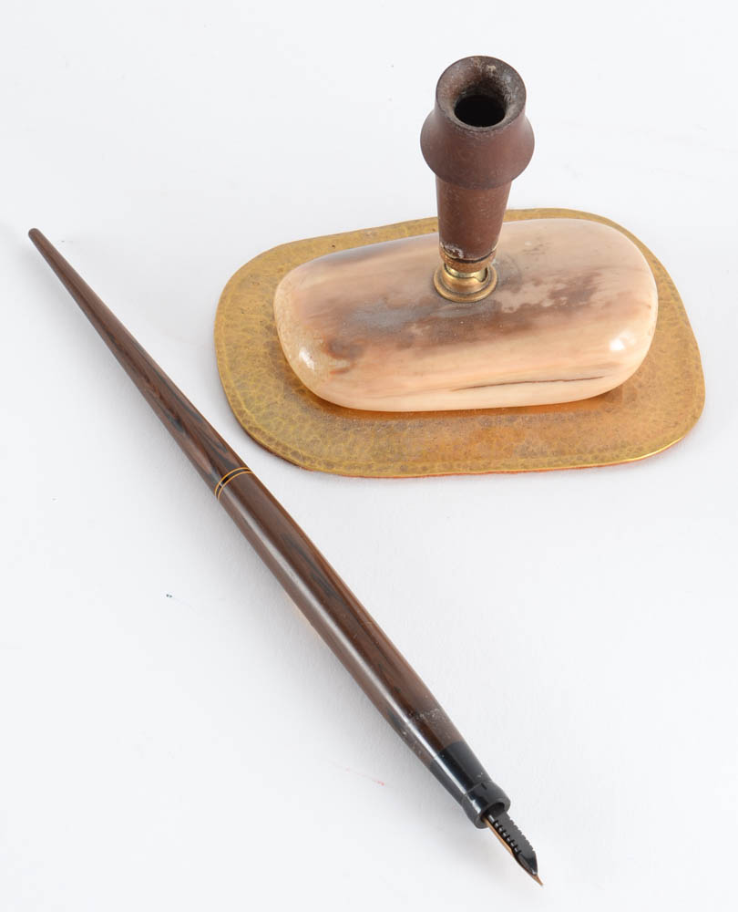 Arts and Crafts Style Albert Berry Desk Set with Ivory