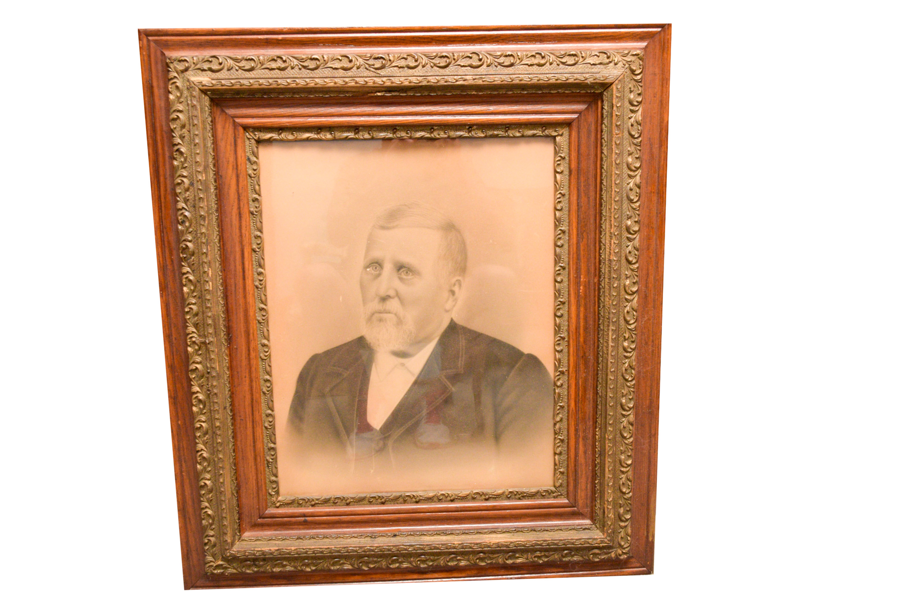 Vintage Formal Portrait in a Wood Carved Frame