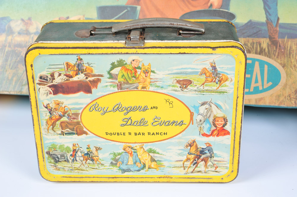 Roy Rogers and Dale Evans Vintage Dinner Set, Lunch Box, Guitar and Standee