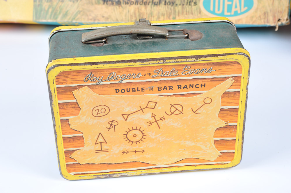 Roy Rogers and Dale Evans Vintage Dinner Set, Lunch Box, Guitar and Standee