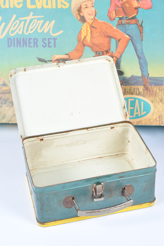 Roy Rogers and Dale Evans Vintage Dinner Set, Lunch Box, Guitar and Standee
