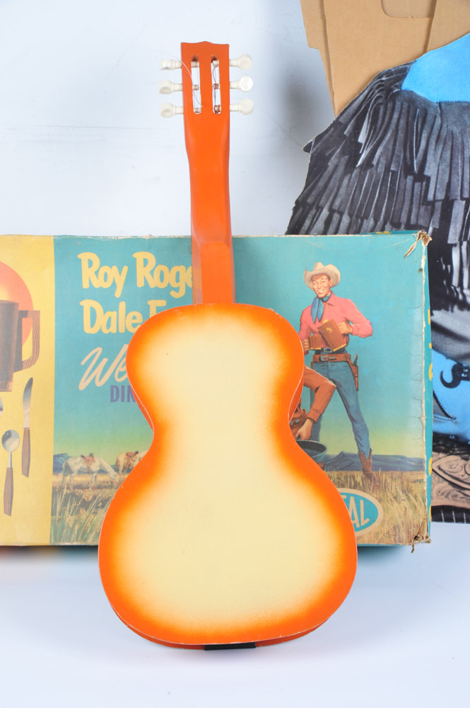 Roy Rogers and Dale Evans Vintage Dinner Set, Lunch Box, Guitar and Standee