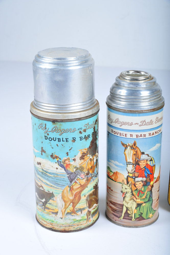 Roy Rogers and Dale Evans Vintage Dinner Set, Lunch Box, Guitar and Standee