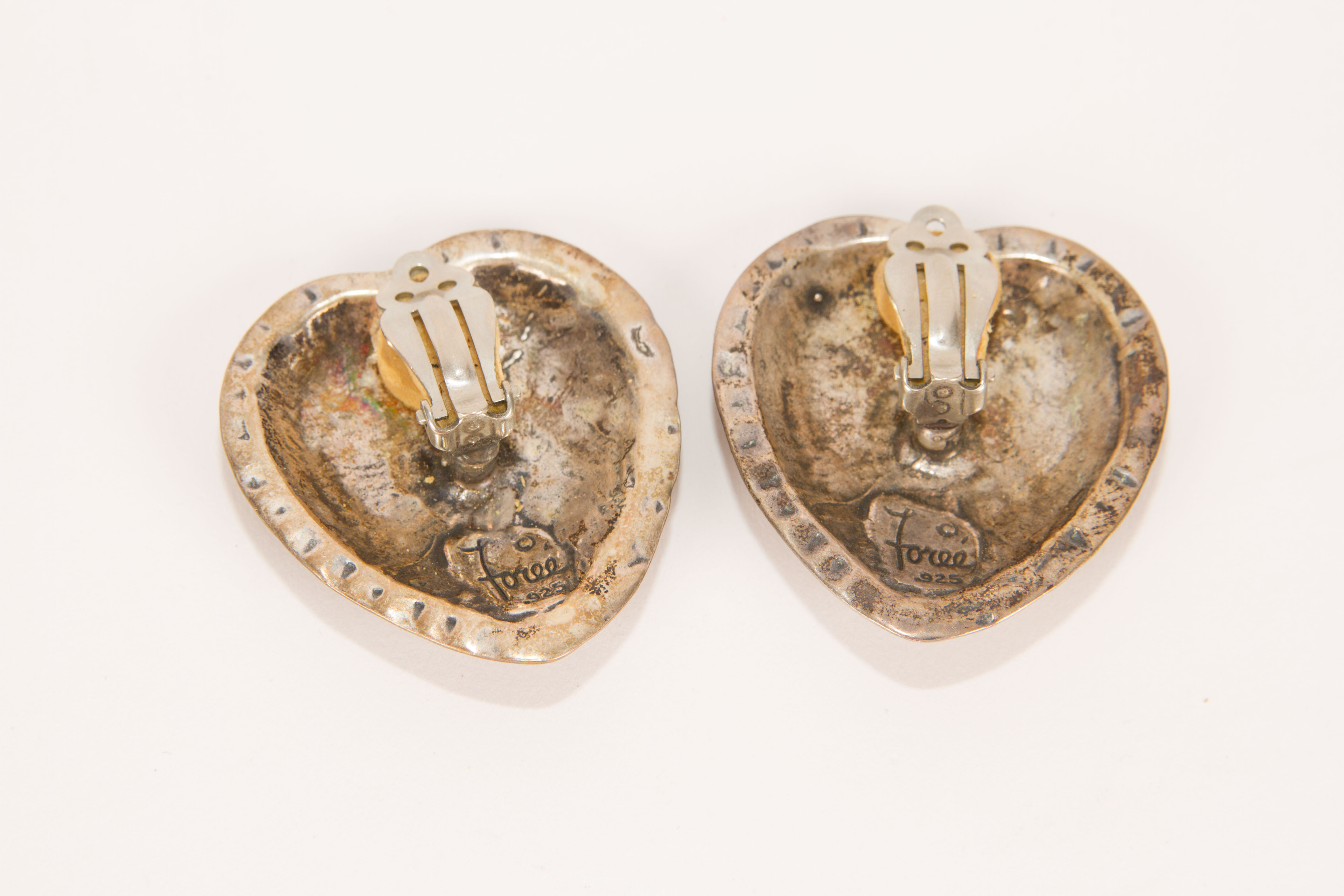 Vintage T. Foree Sterling Silver Clip-On Earrings