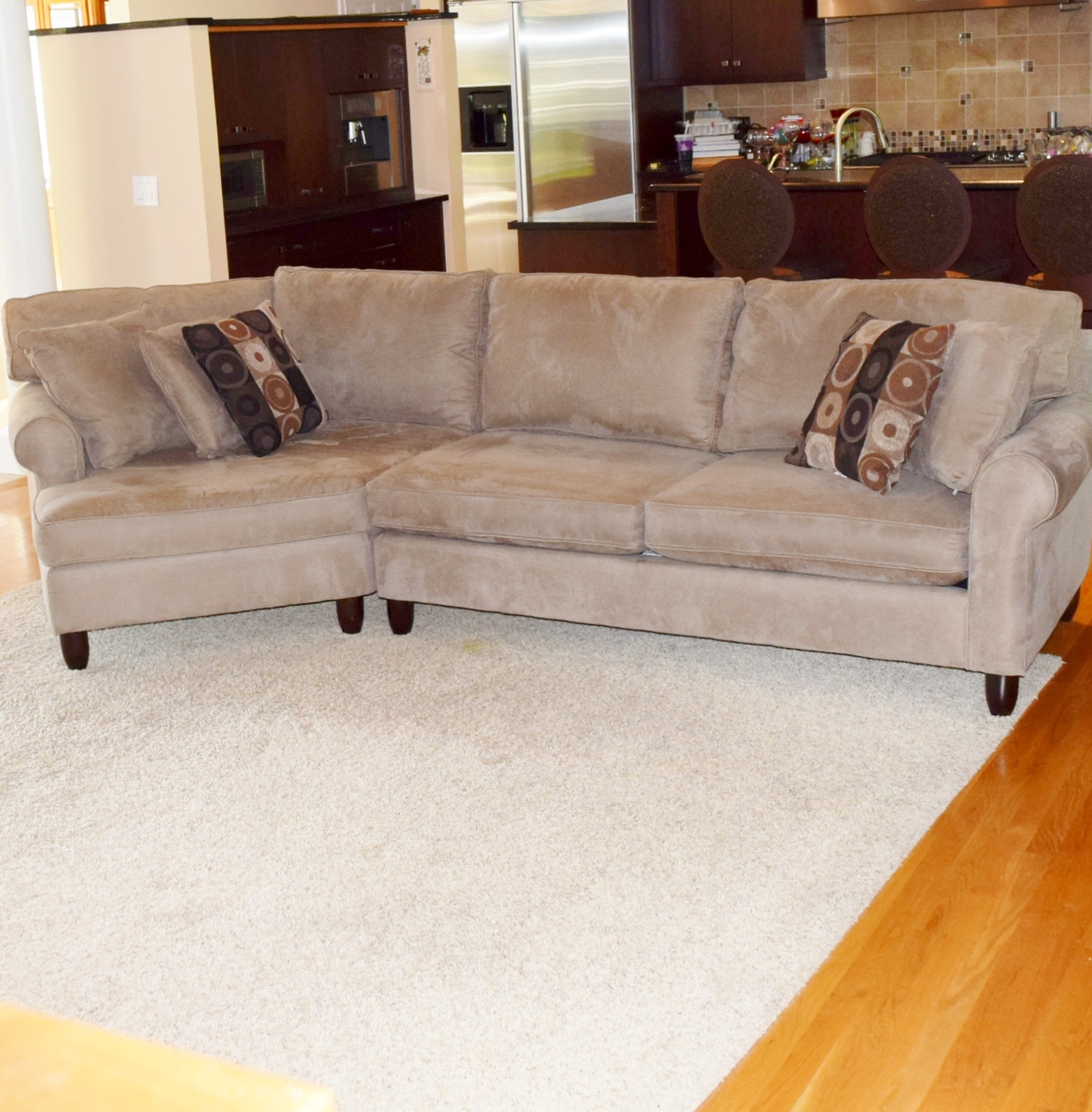 Havertys' "Corey" Left Angle 2-Piece Microsuede Sectional Sofa