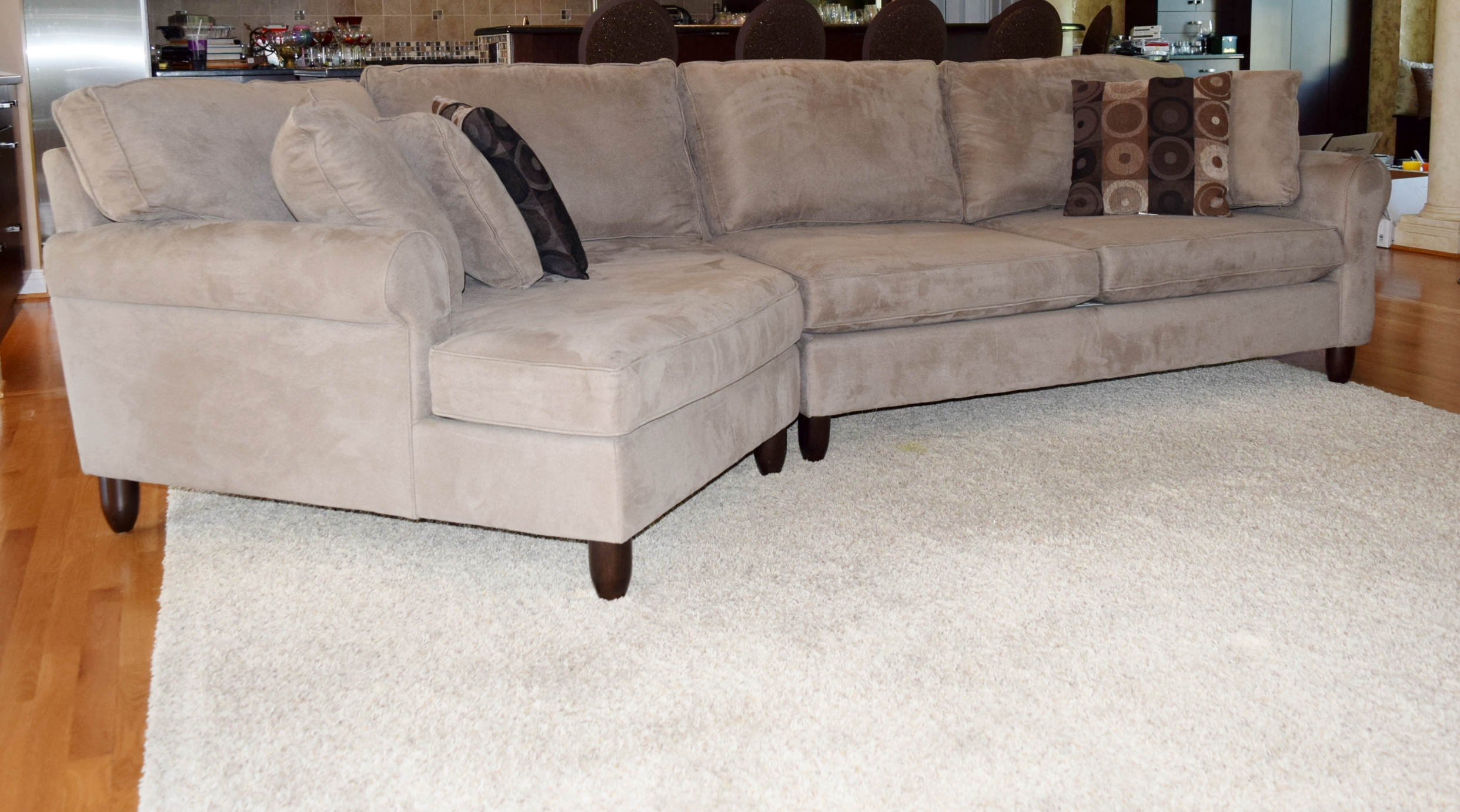 Havertys' "Corey" Left Angle 2-Piece Microsuede Sectional Sofa