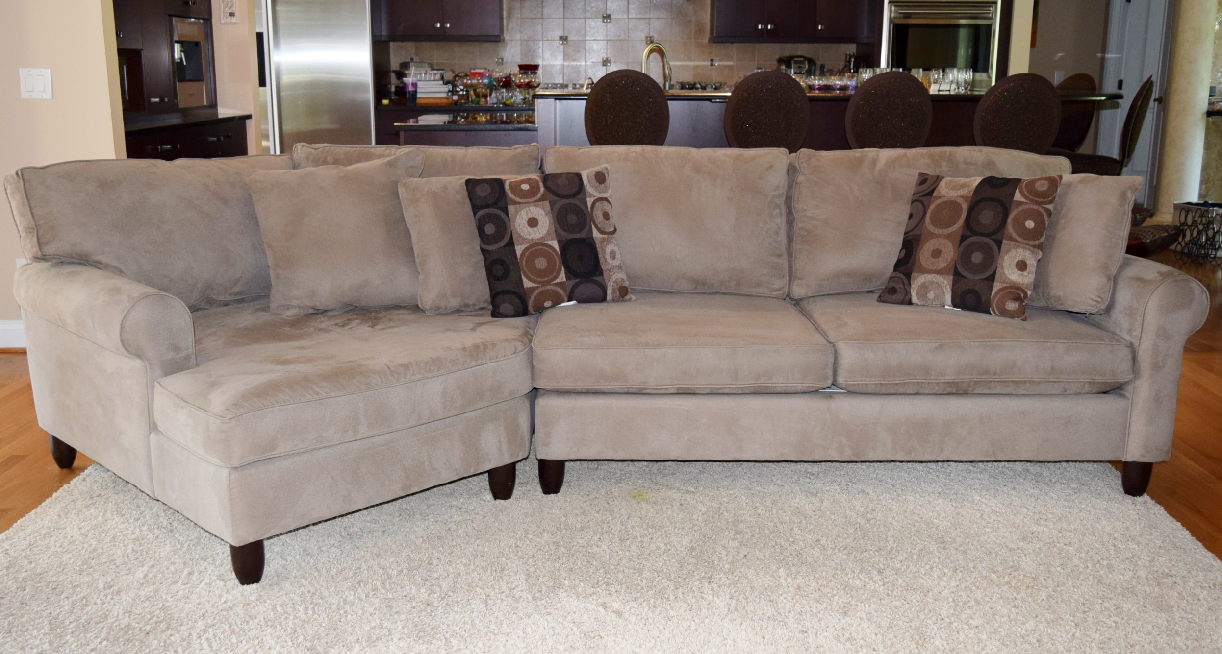 Havertys' "Corey" Left Angle 2-Piece Microsuede Sectional Sofa