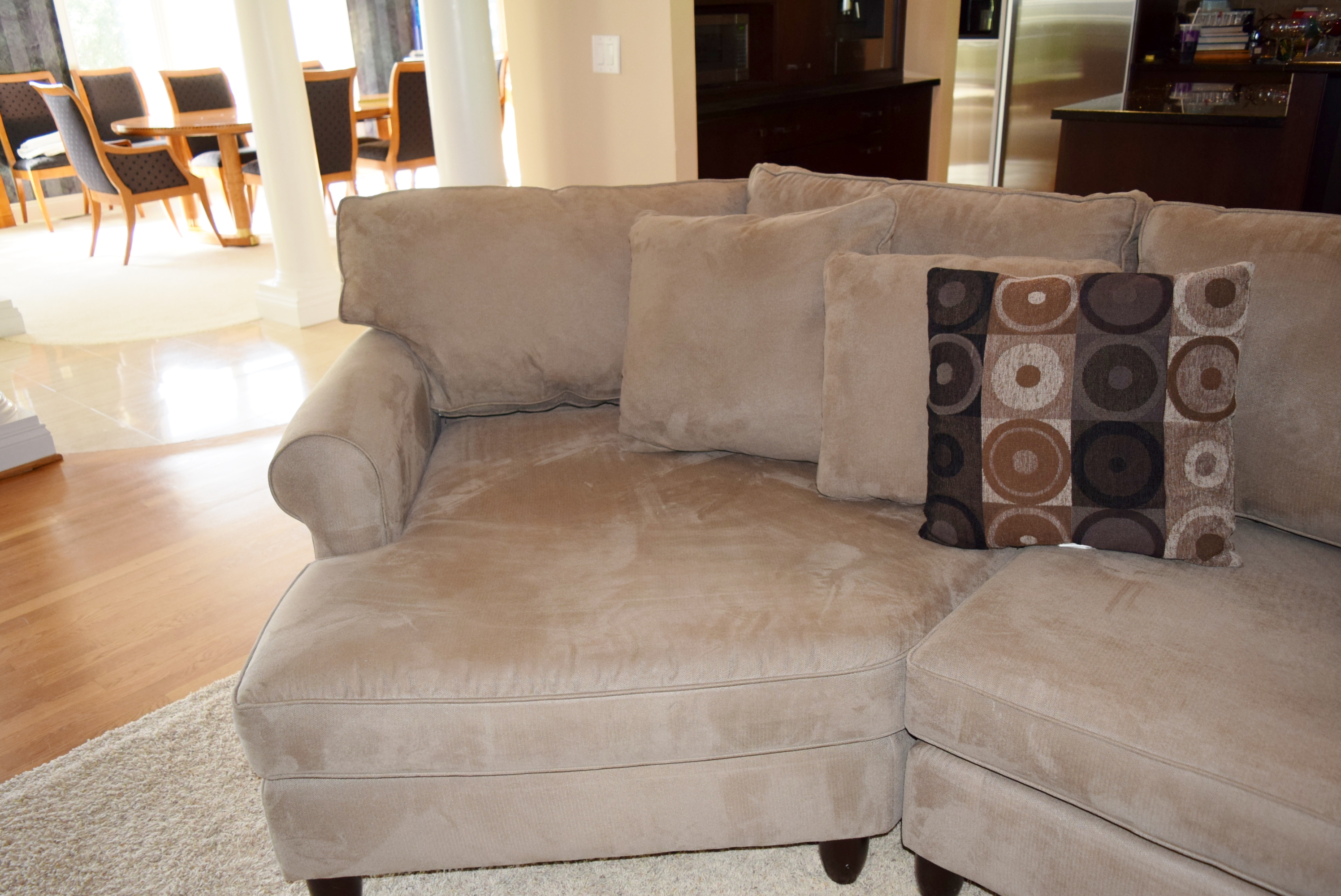 Havertys' "Corey" Left Angle 2-Piece Microsuede Sectional Sofa