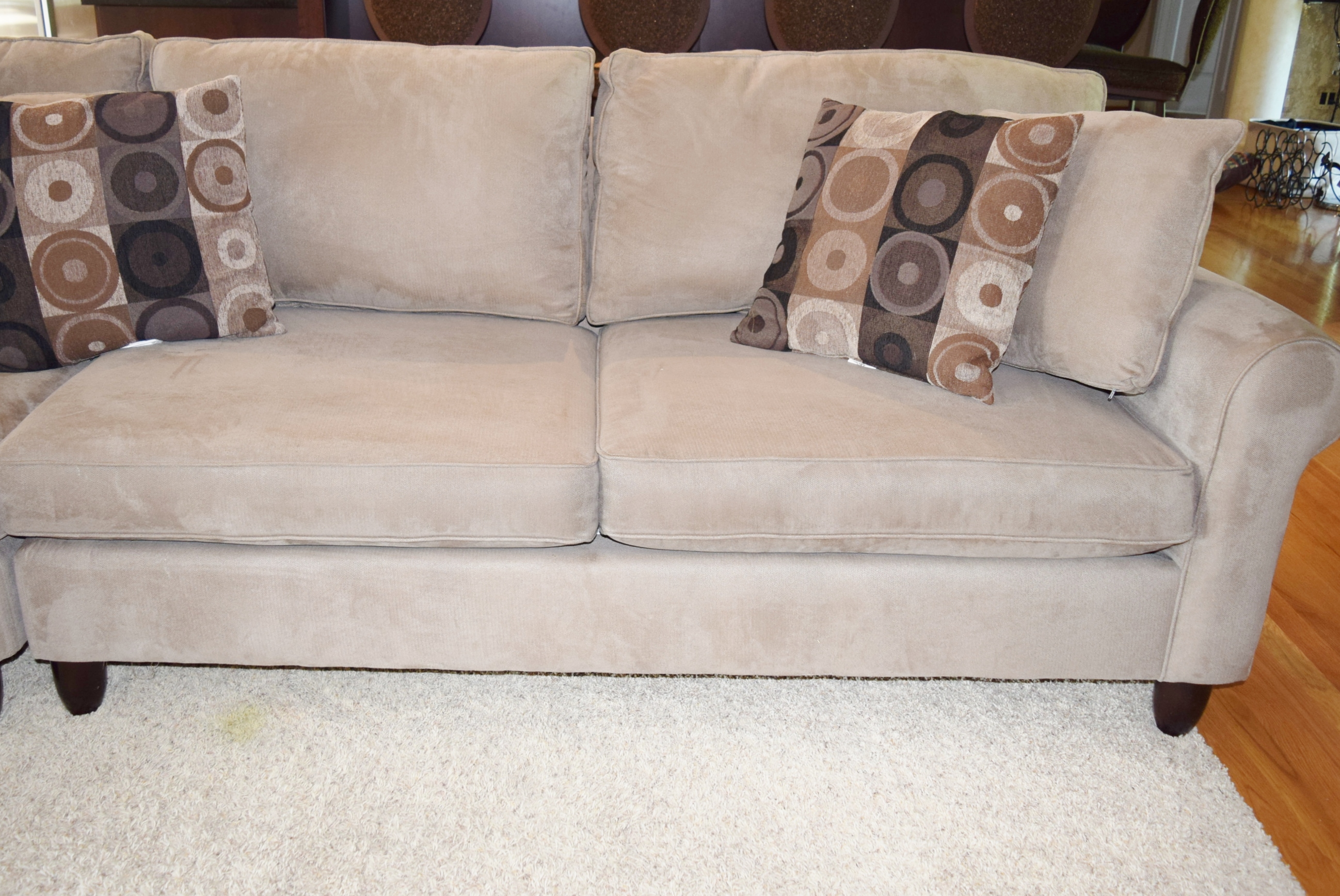 Havertys' "Corey" Left Angle 2-Piece Microsuede Sectional Sofa