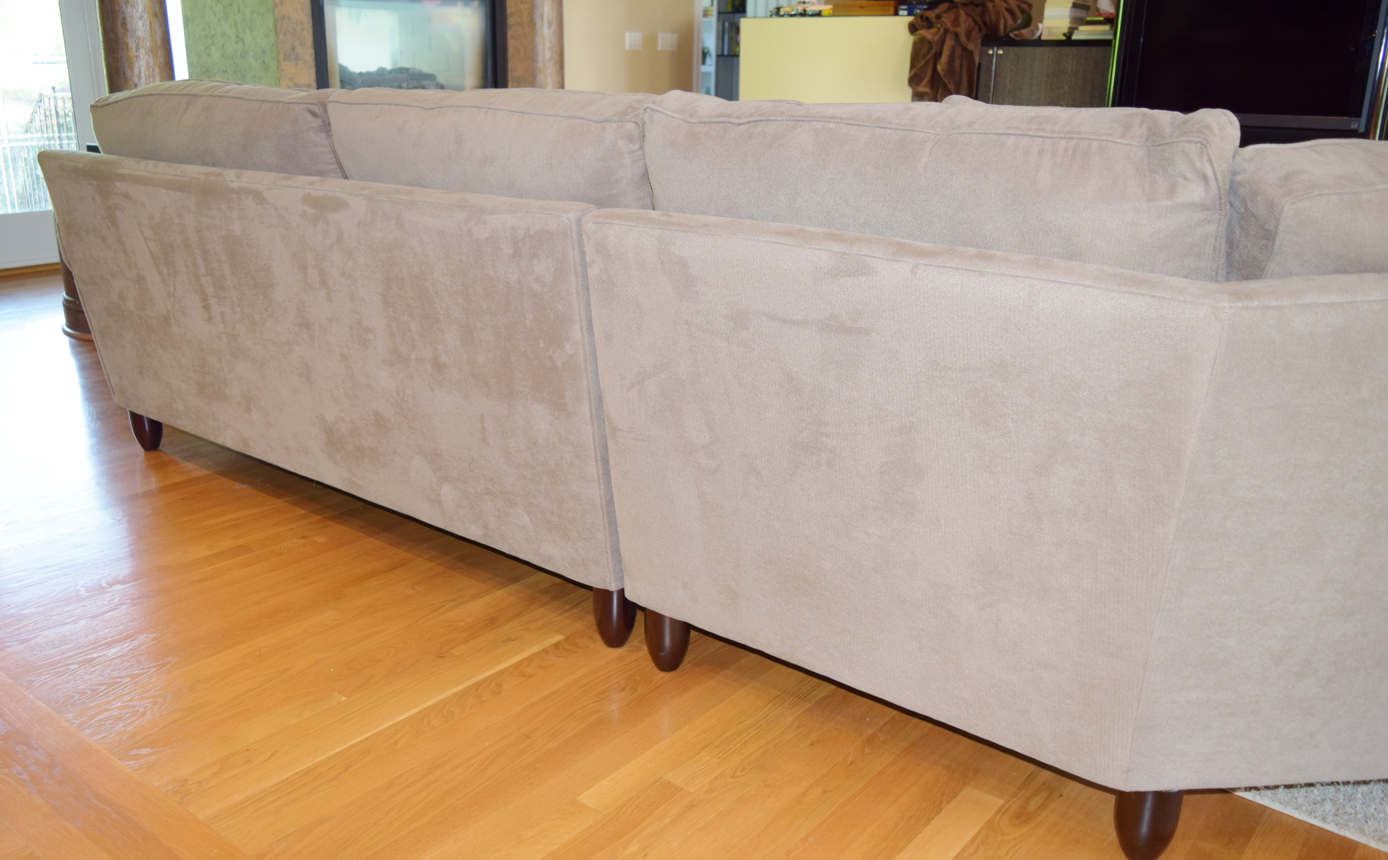 Havertys' "Corey" Left Angle 2-Piece Microsuede Sectional Sofa