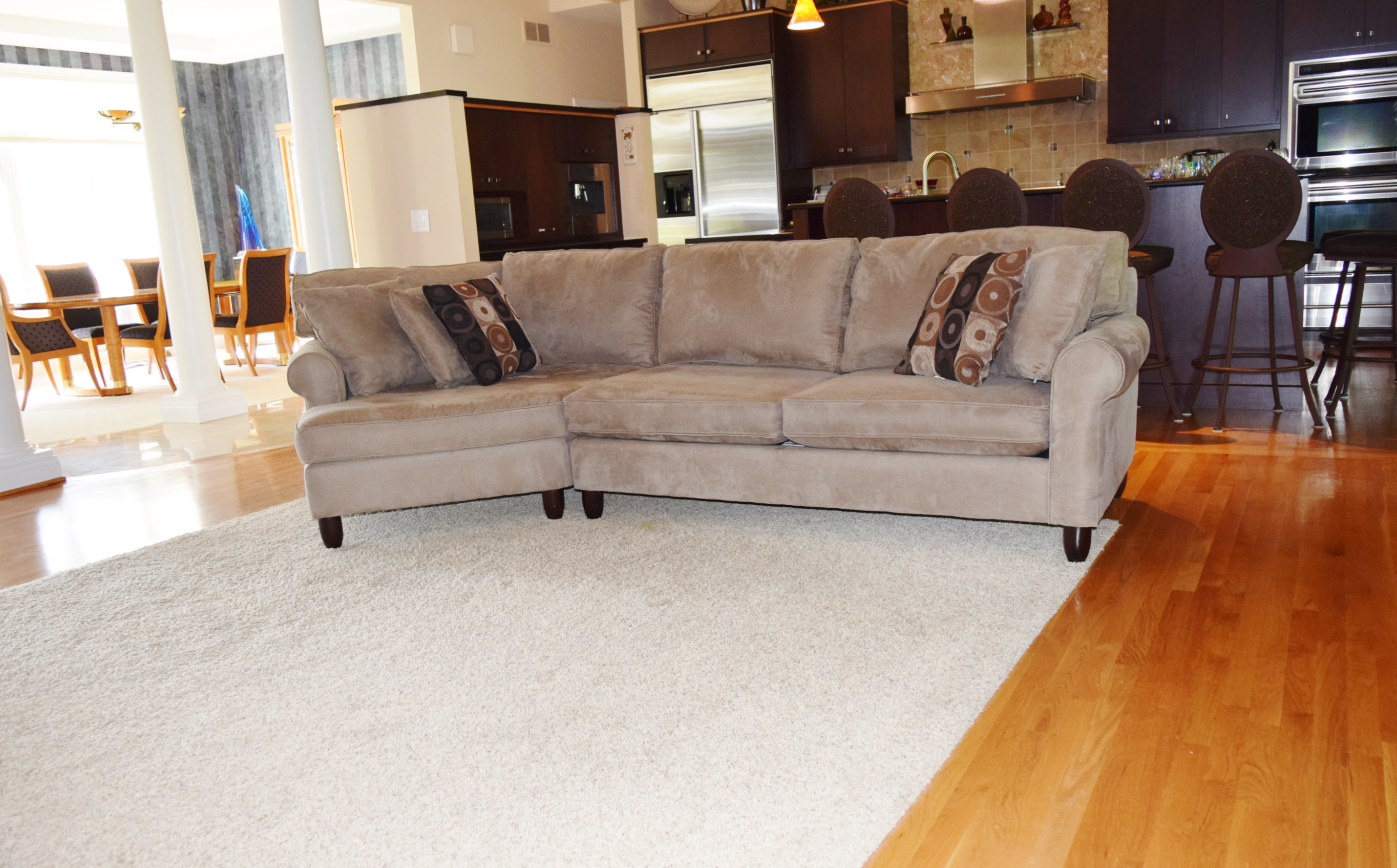 Havertys' "Corey" Left Angle 2-Piece Microsuede Sectional Sofa