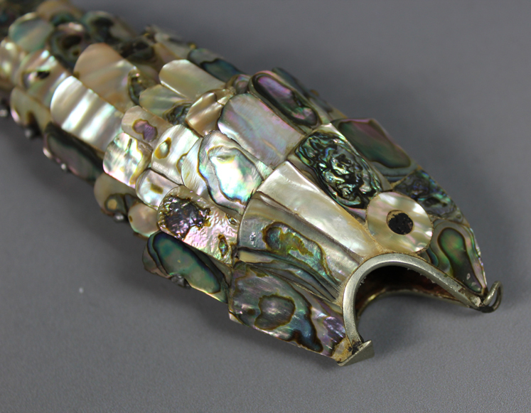 Vintage Articulated Abalone Shell Fish-Shaped Bottle Opener