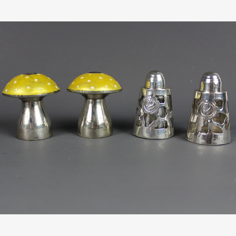 Two sets of Sterling Silver Salt and Pepper Shakers