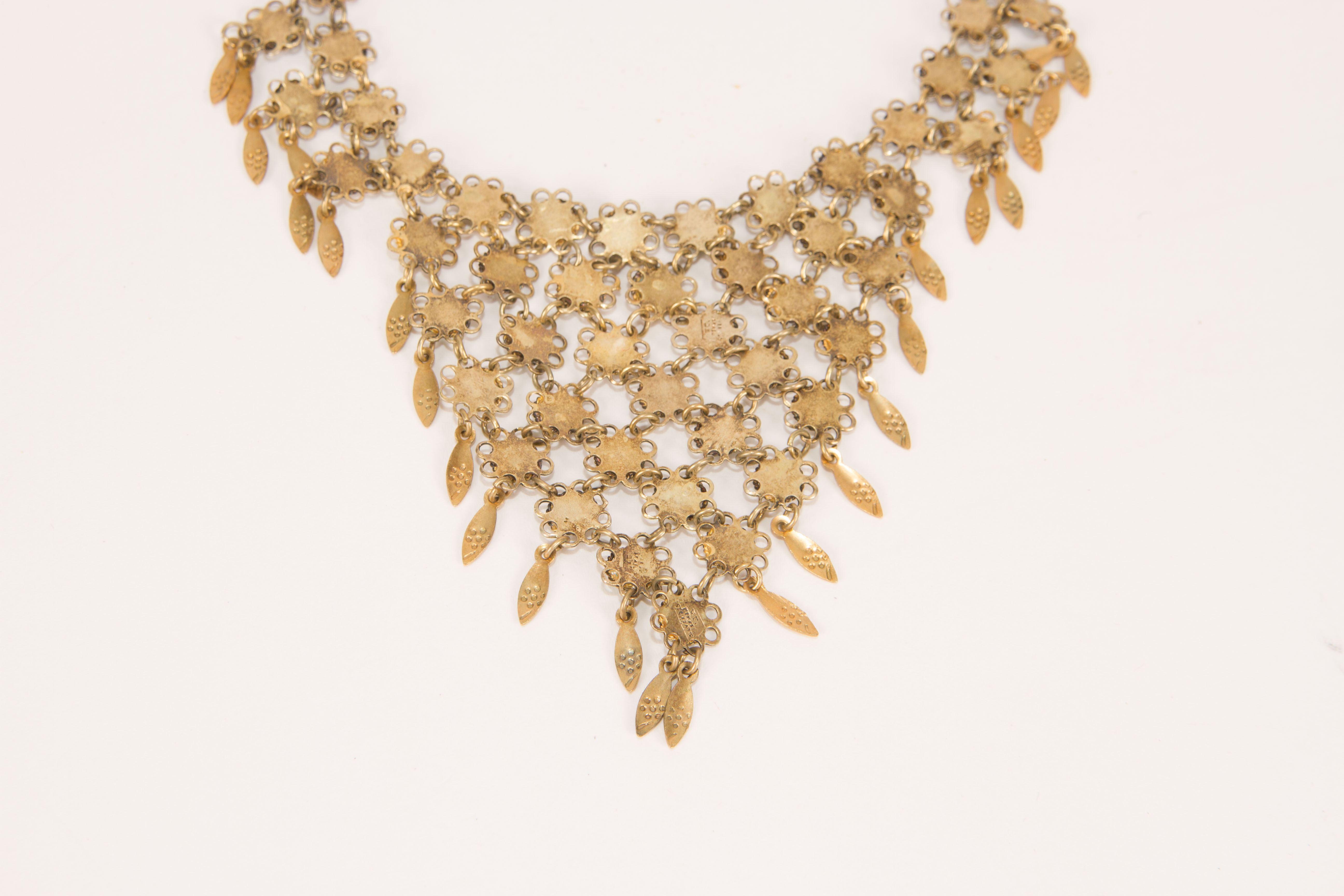 Bib Necklace WIth Turquoise-Colored Elements