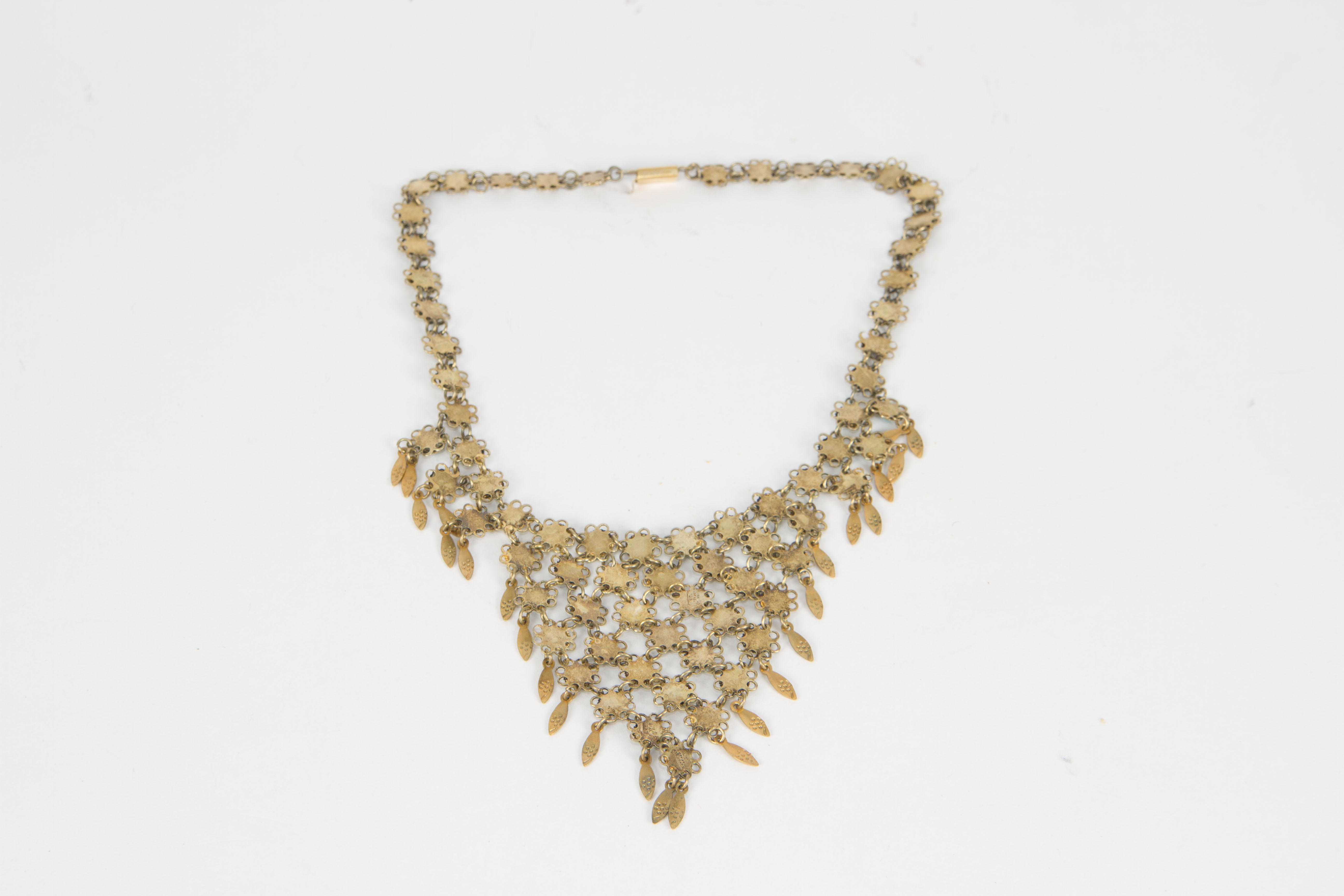 Bib Necklace WIth Turquoise-Colored Elements