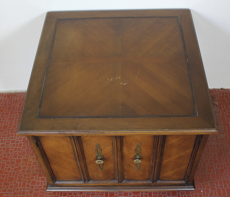 Vintage Mid Century Modern Record Cabinet and Album Collection