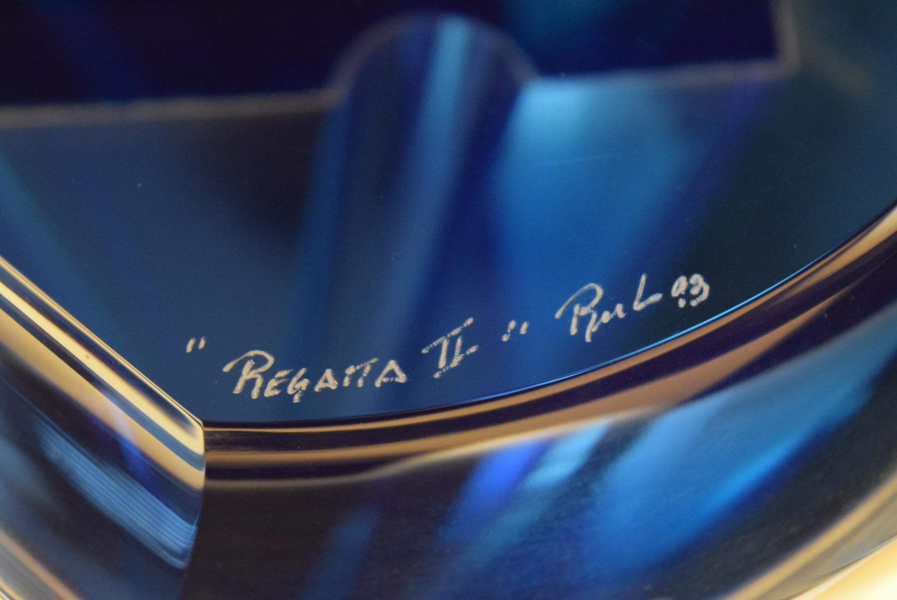 Barry Richman "Regatta" Art Sculpture on Lighted Display Pedestal