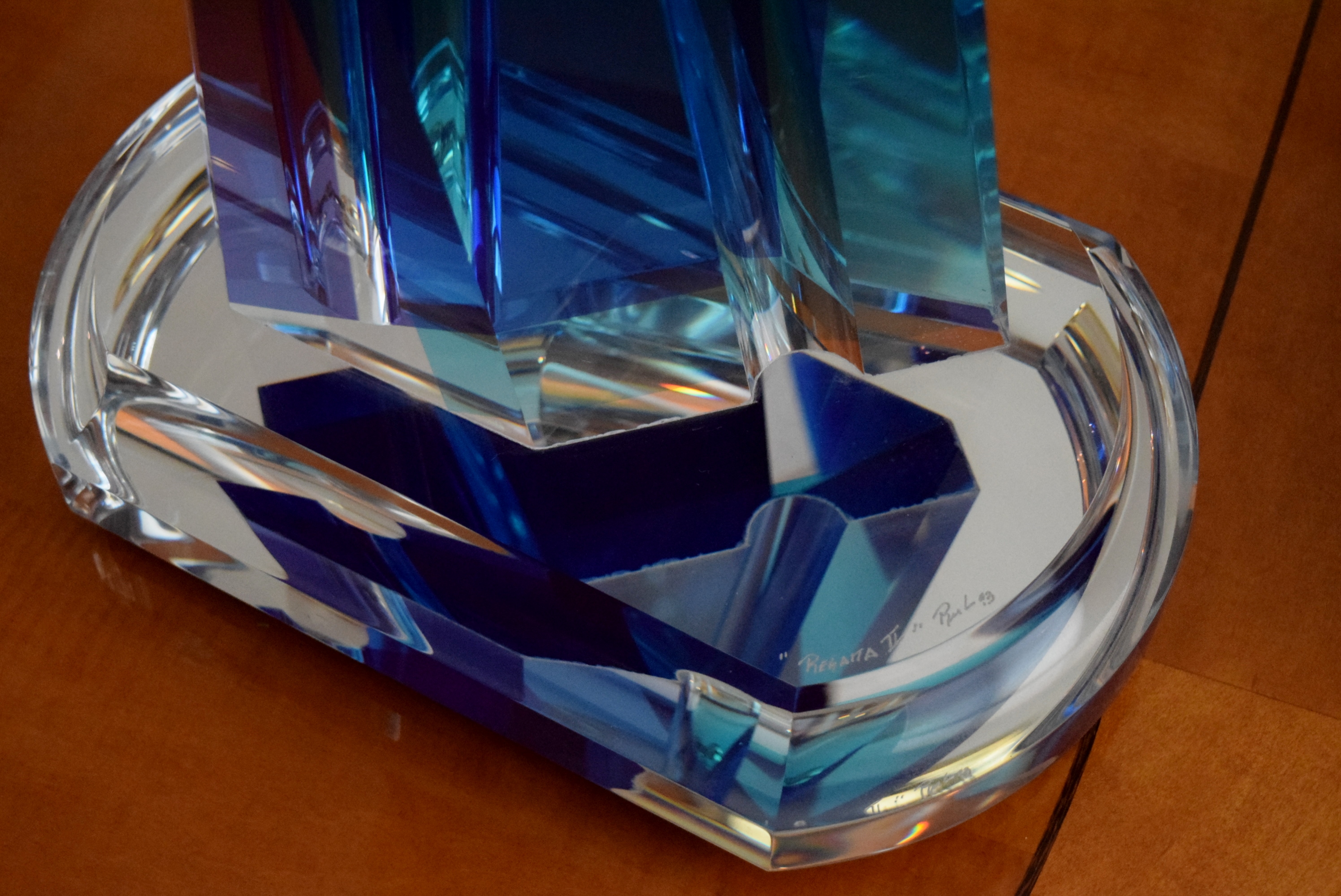 Barry Richman "Regatta" Art Sculpture on Lighted Display Pedestal