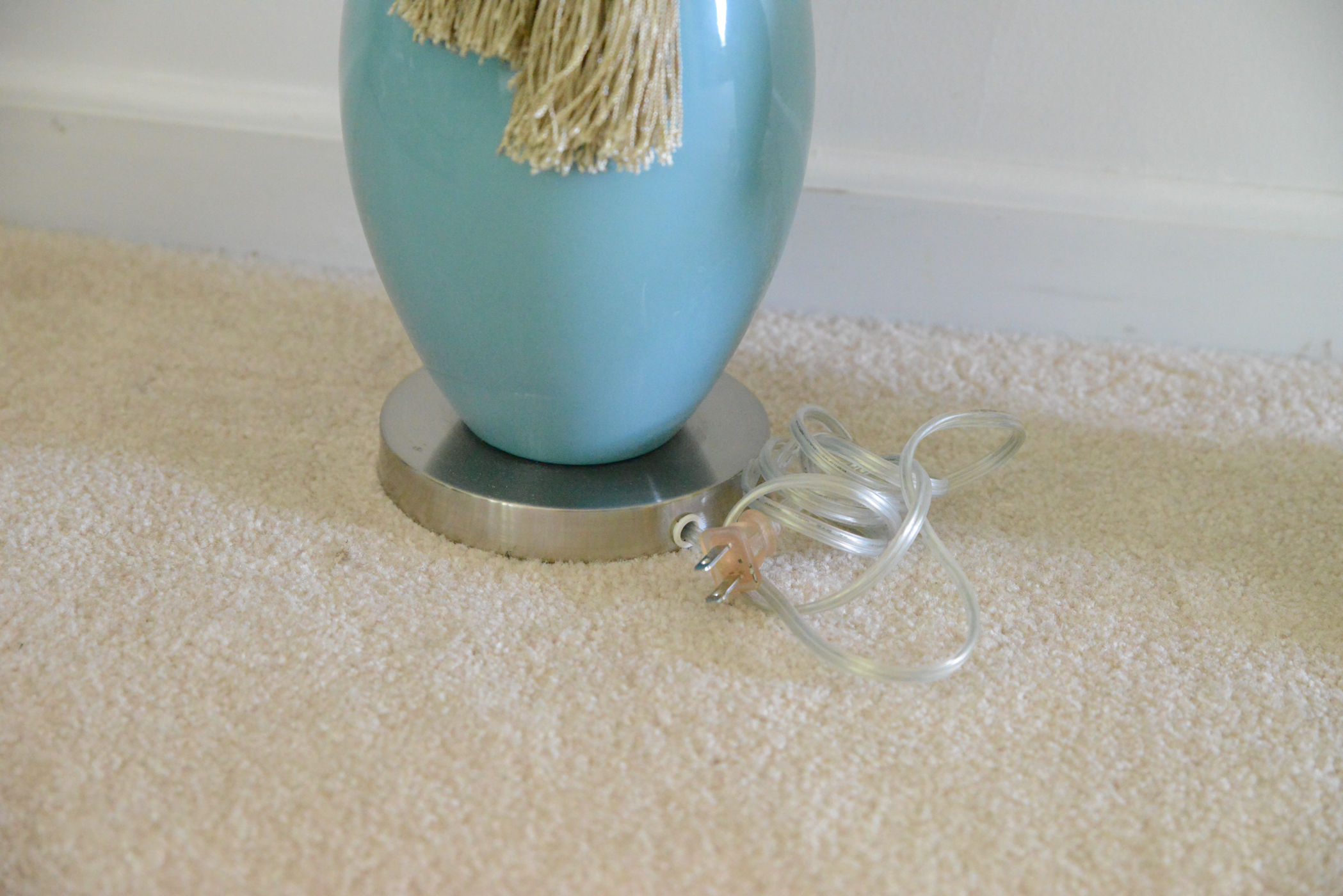 Pair of Tasseled Blue Table Lamps