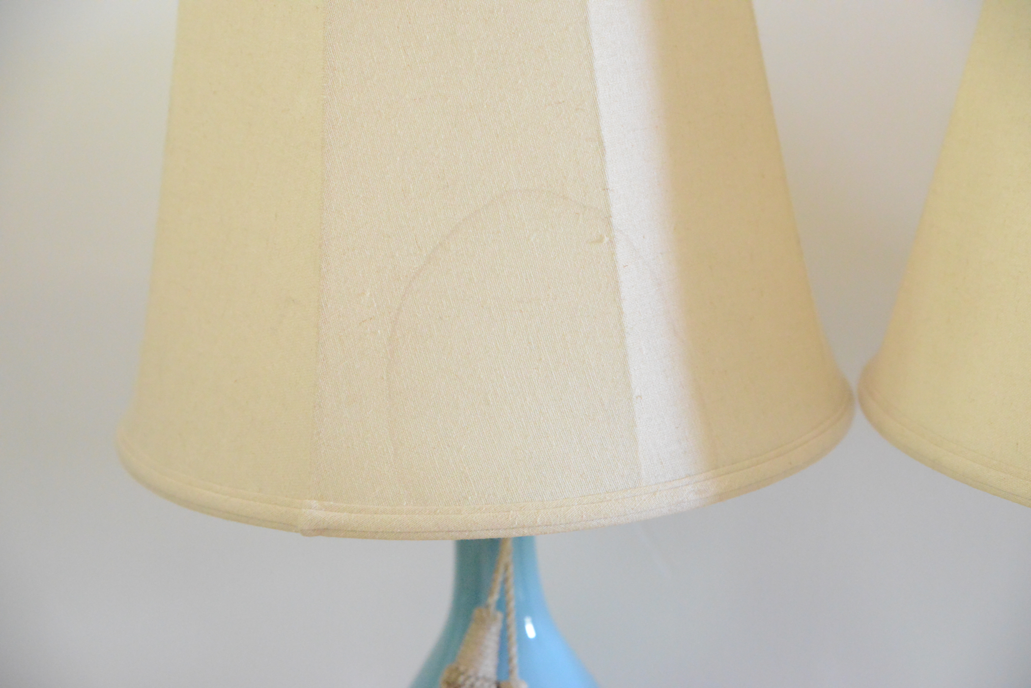 Pair of Tasseled Blue Table Lamps