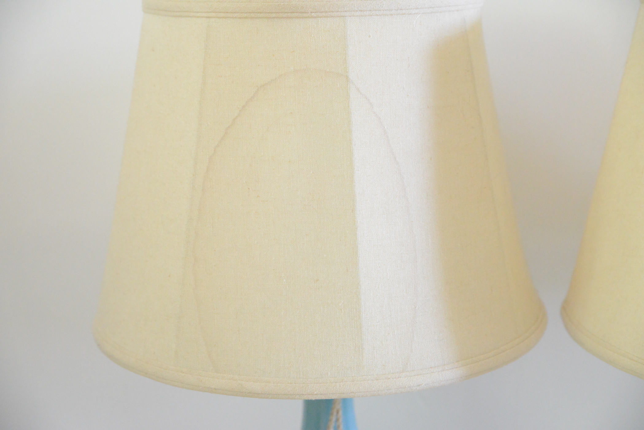 Pair of Tasseled Blue Table Lamps