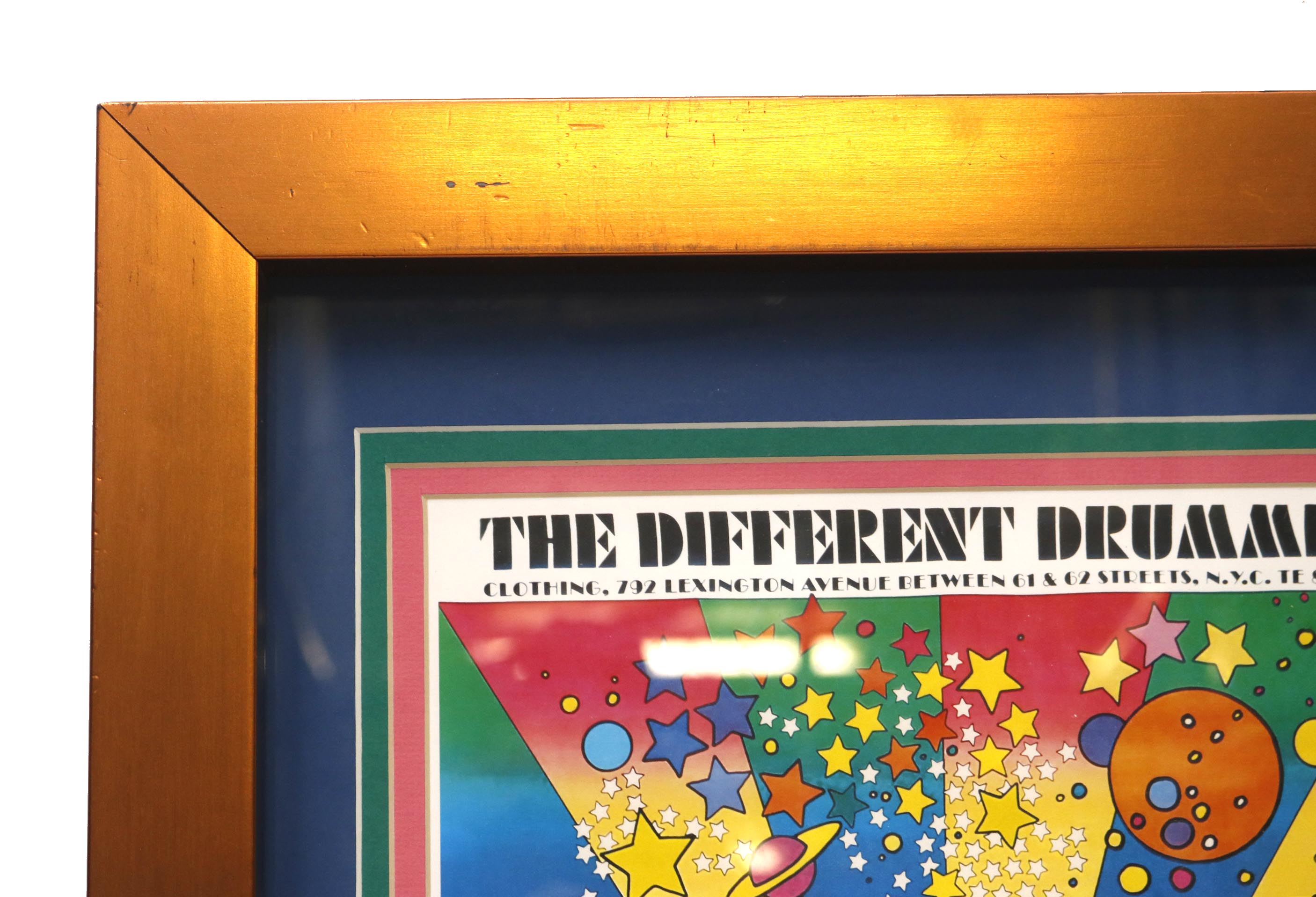 Signed Peter Max Framed Frisbee and Poster