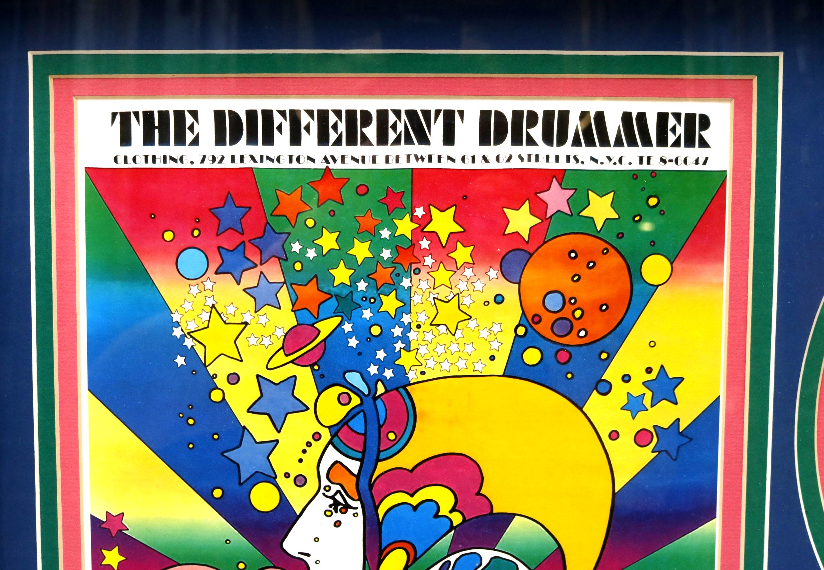 Signed Peter Max Framed Frisbee and Poster