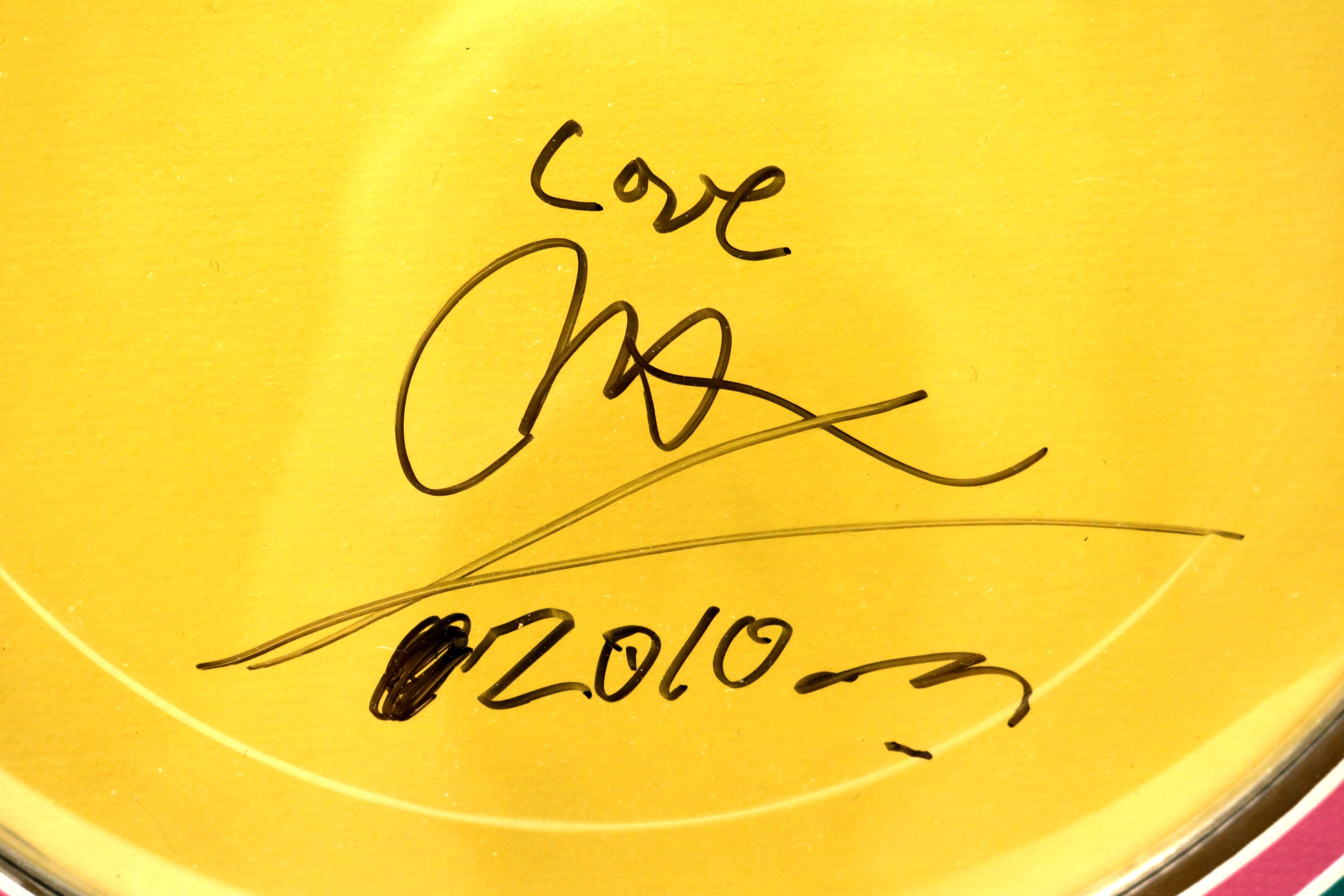 Signed Peter Max Framed Frisbee and Poster