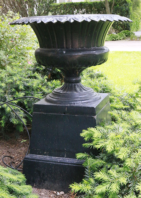 Antique Iron Container on Plinth Base