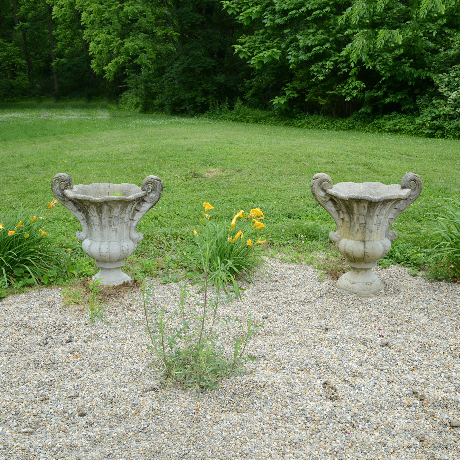 Pair of Concrete Urn Planters