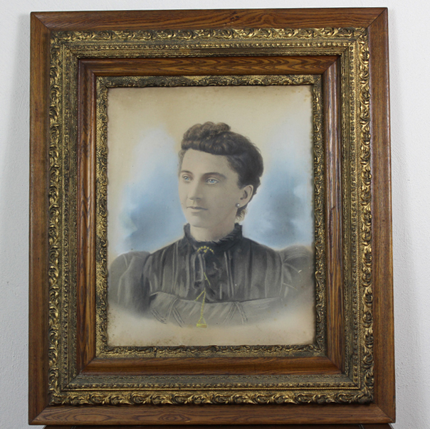 Antique Gilded Frame with Photo of Blue Eyed Victorian Lady