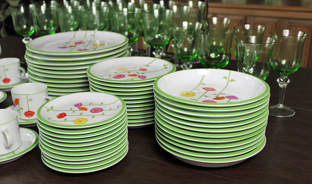 Denby Fine China and Green Stemware