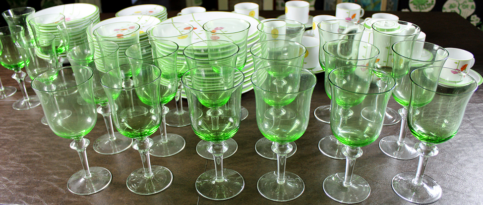 Denby Fine China and Green Stemware
