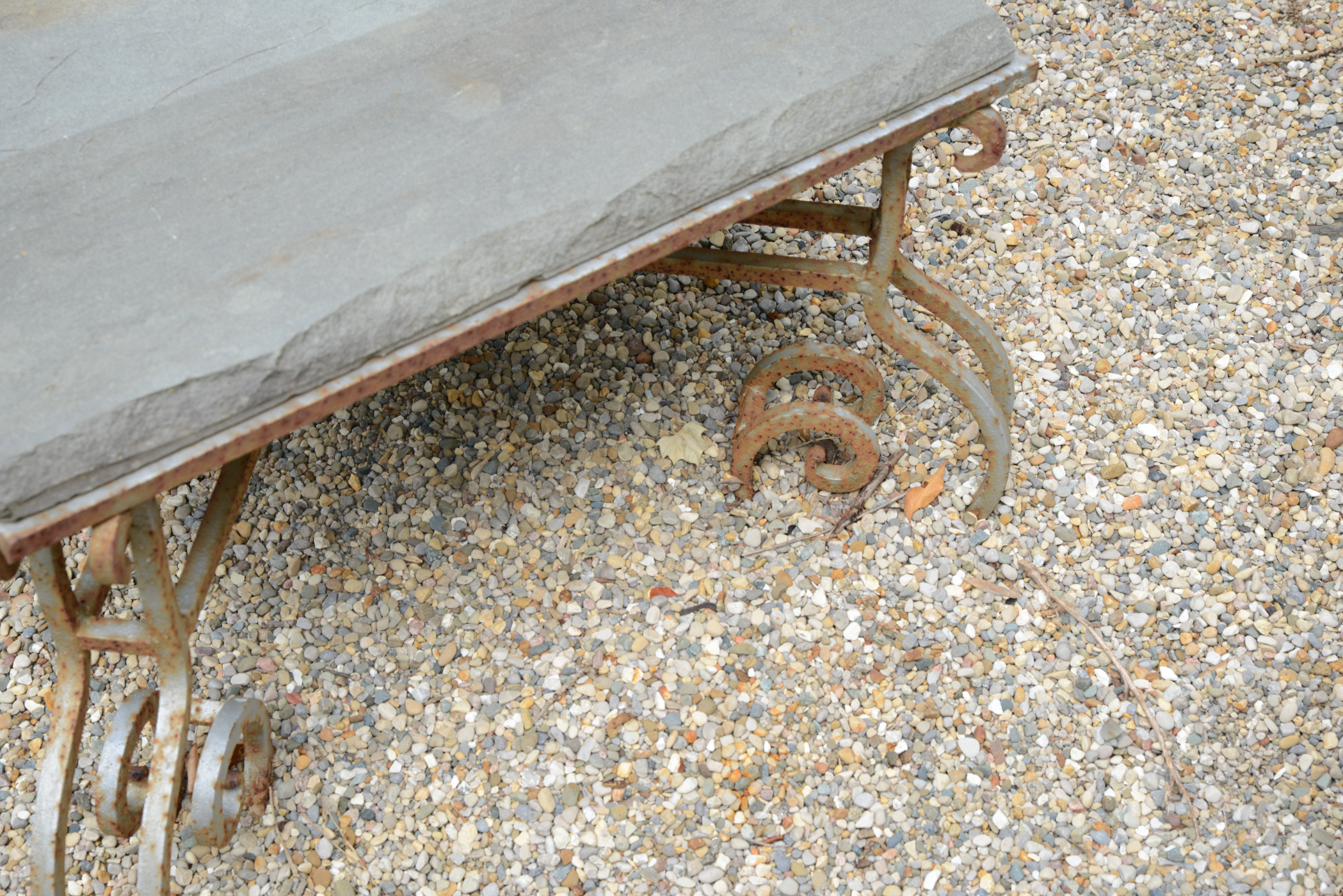 Outdoor Slate and Metal Accent Table