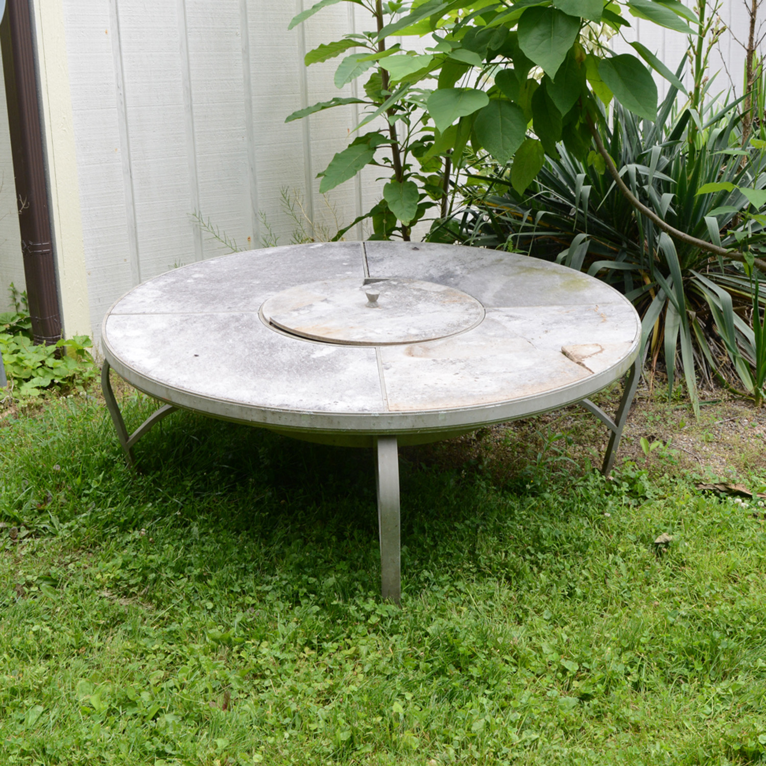 Slate and Metal Fire Pit Table