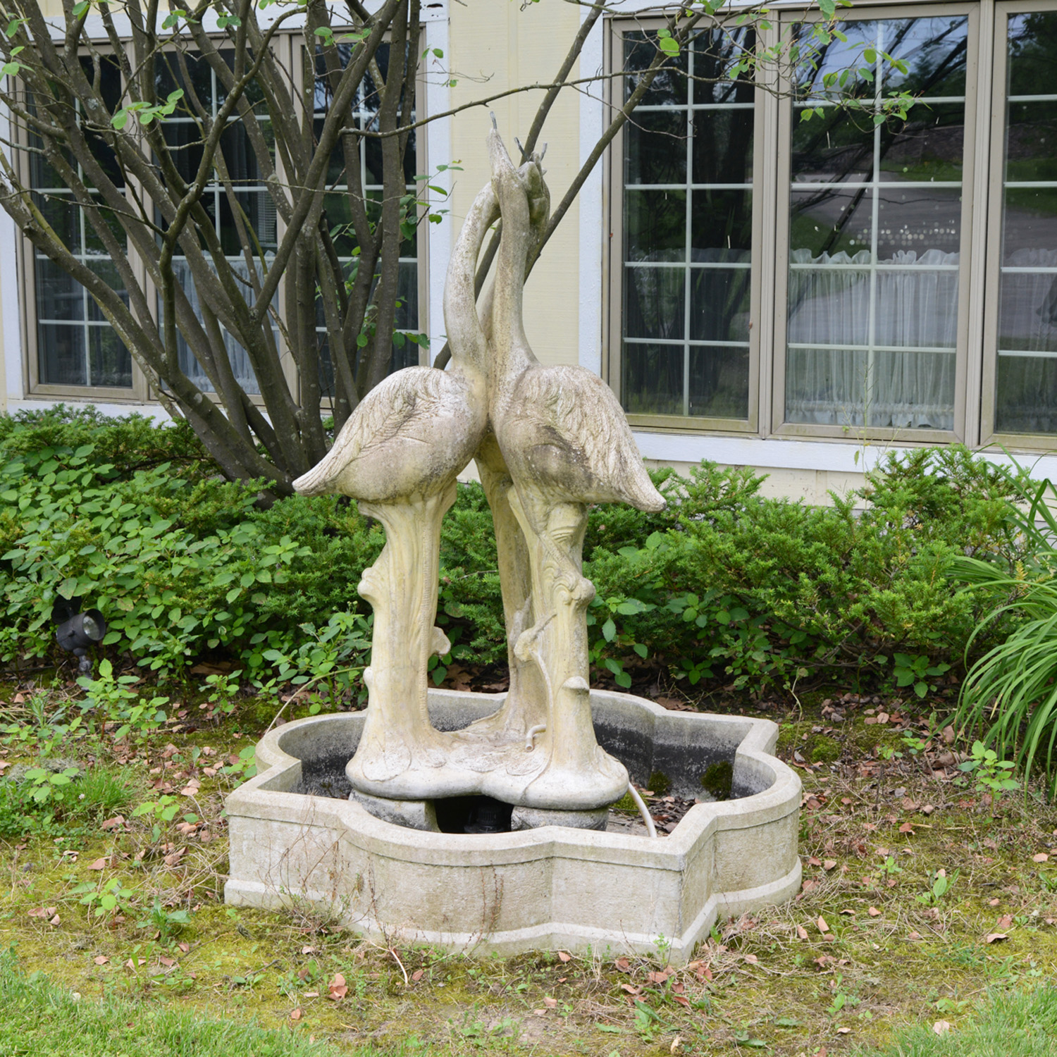 Flamingo Fountain with Quatrefoil Basin